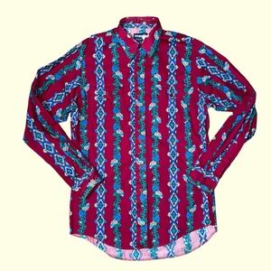 Vintage Wrangler Shirt Mens Large Aztec Southwestern Button Up 90s Medium